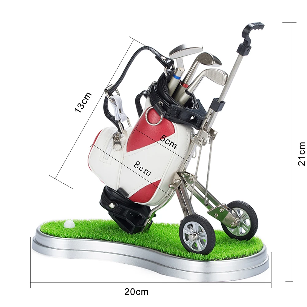 Mini carrito de golf, bolsa con ruedas, portalápices, decoración de escritorio, regalo novedoso