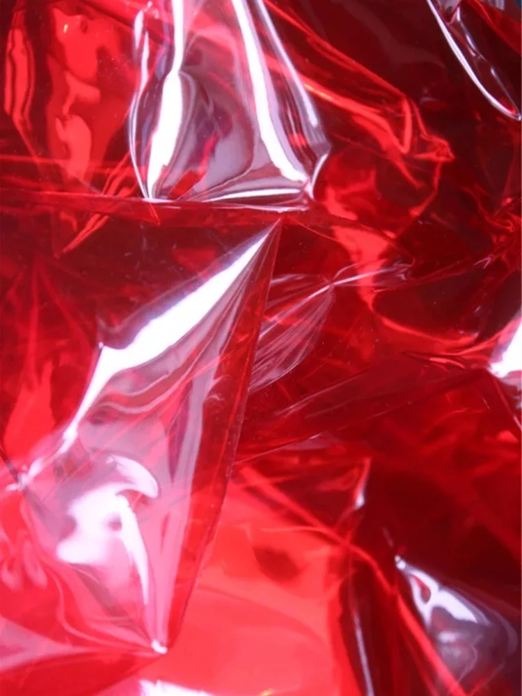 0.2mm TPU Fabric PVC Red Liquid Film Waterproof DIY Crystal Bag Raincoat Plastic Stage Decor Clothes Designer Fabric