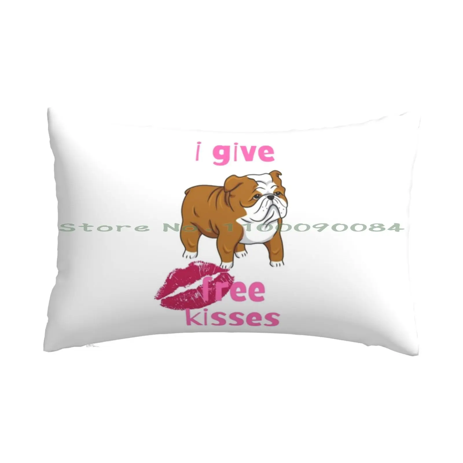 I Give Free Kisses Bulldog Pillow Case 20x30 50*75 Sofa Bedroom Collage Motorcycle Chopper Long Rectangle Pillowcover Home