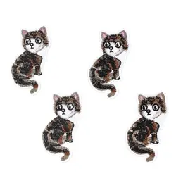 10pcs/lot Iron On Lifelike Cat Patches Embroidered Cartoon Animal Stickers for Bags Jeans Clothes DIY Fabric Appliques Badge