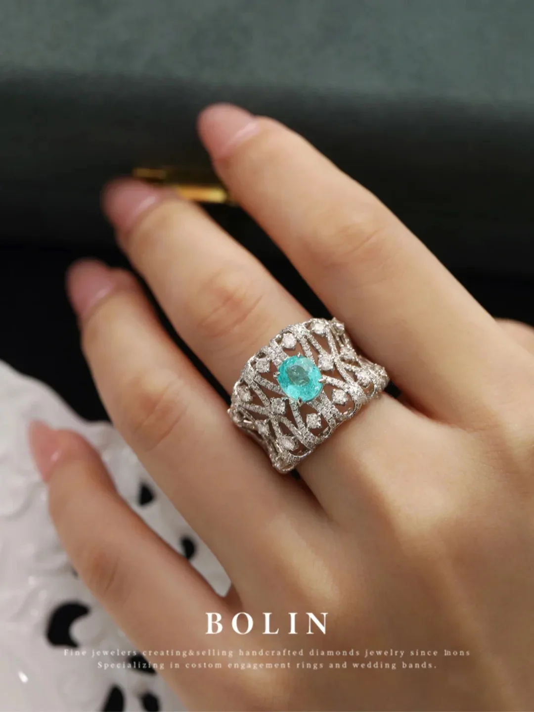 Brillian Supernatural Luxury Jewelry  AAA Zirconia Geometric Aquamarine Rings for Women Adjustable Size Prom Jewelry Gift JZ566