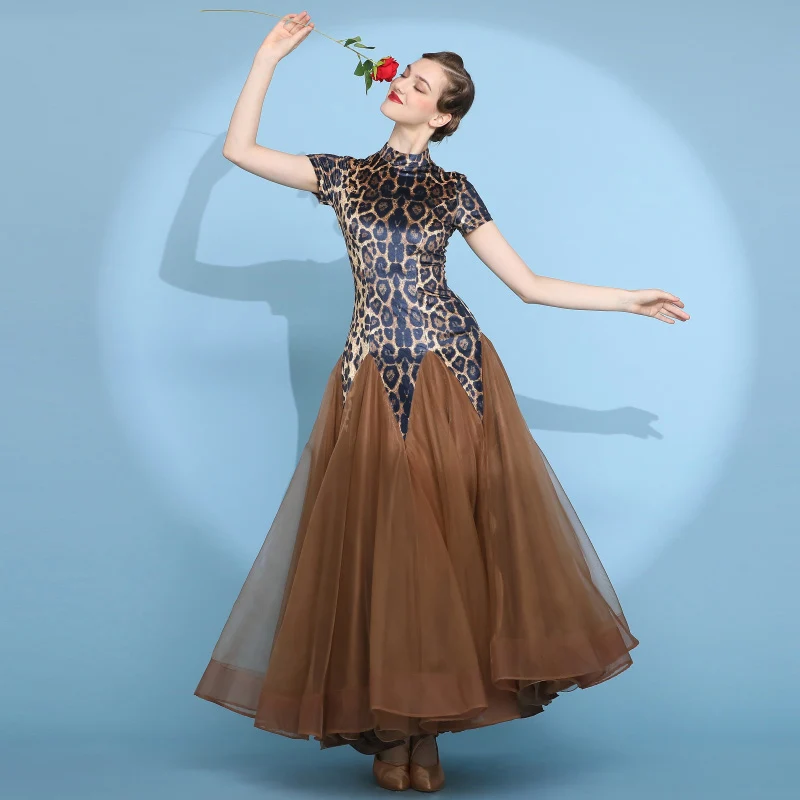 Neue Sexy Moderne Tanz Kleid Nationalen Standard Frauen Ballroom Dance Kleider Samt Walzer Leistung Kostüme Kurzen Ärmeln