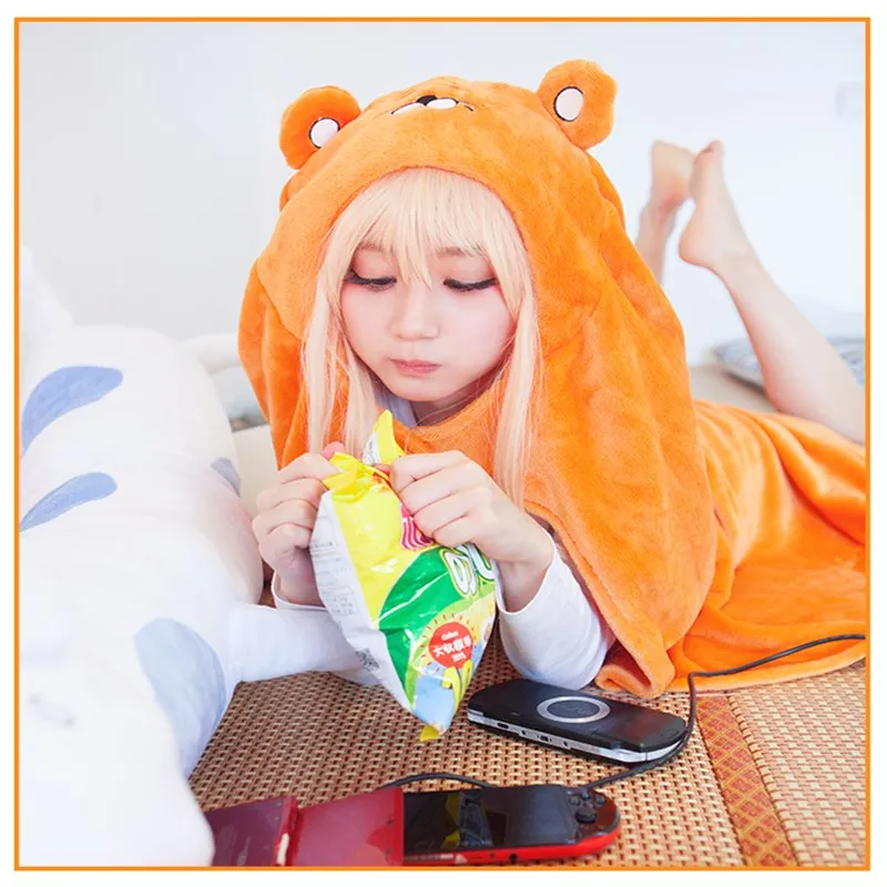 160cm*110cm Himouto Umaru-chan Cosplay Cloak Umaru Chan Doma Umaru Cloak Cosplay Costume Flannel Cloaks Blanket Hoodie Girl