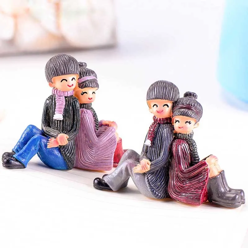 Rely Garden Figures Desk Decoration Fairy Garden Miniature Figurines Cartoon Mini Couple Cake Decoration