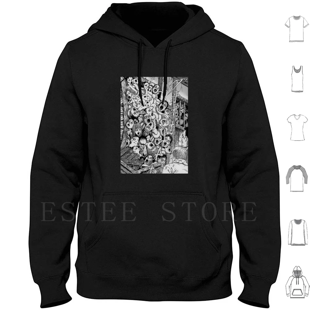 Junji Ito Uzumaki Mangá Monster Hoodie Long Sleeve Junji Ito Junji Ito Uzumaki Monster Mangá Horror Anime Aesthetic Egirl