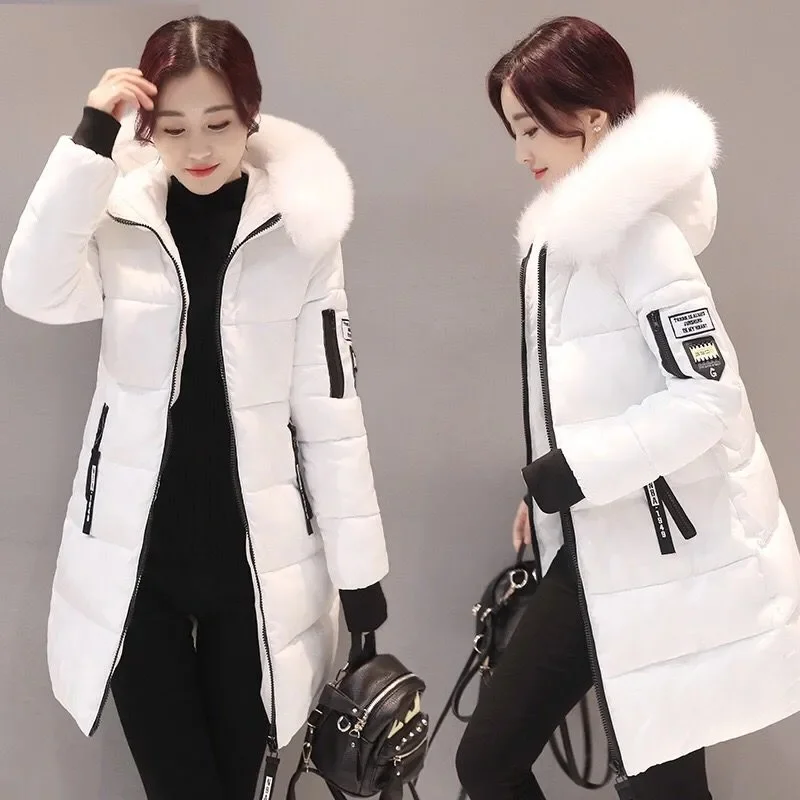 New Parka Women 2022 Winter Jacket Women Coat Hooded Outwear Female Parka Thick Waem Cotton Padded Fur collar Winter Basic Coats