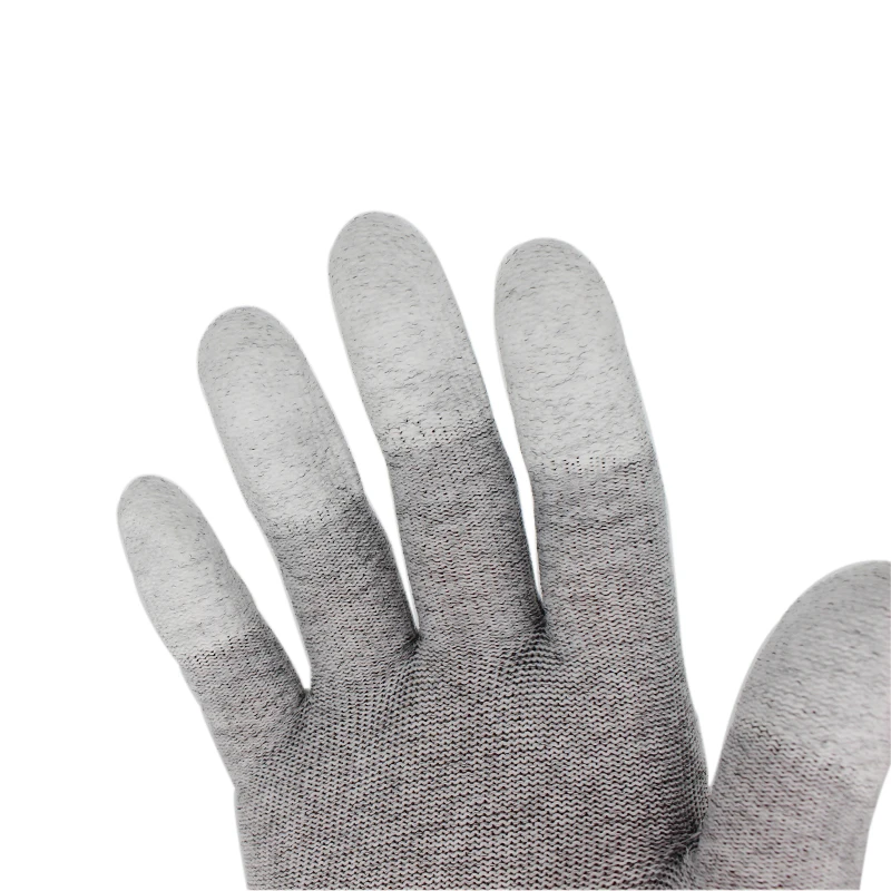 12Pieces/6Pairs Off-white ESD Anti Static Gloves Industrial Non-slip PU Antiskid Coated Safe Working Gloves Mobile Phone Repair