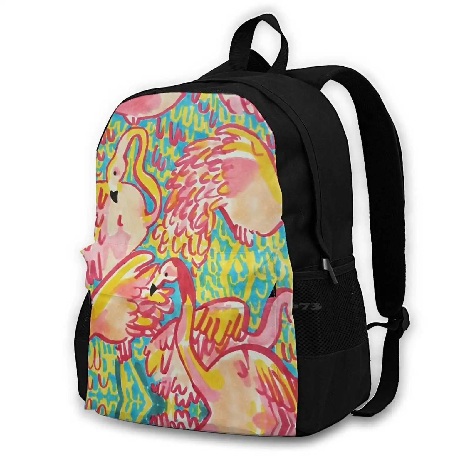 Lilly Inspired Flamingos School Bag Big Capacity Backpack Laptop Preppy Flamingo Summer Inspired