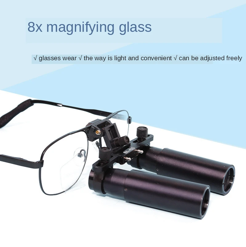 

8X Medical Surgical Magnifier Double Long Tube Spectacle Magnifier with High Concentration LED Headlight