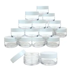 10pcs 2g 3g 5g 10g 15g 20g Plastic Cosmetic Empty Jars White Lids Clear Pots Bottles Eyeshadow Makeup Cream Lip Balm Containers