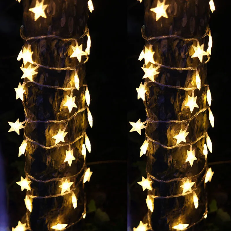 10M 80LEDs Star LED String Lights Christmas Garland Battery USB Powered Wedding Party Curtain String Fairy Lamps For Home