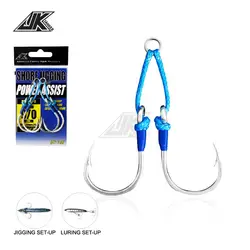 JK PAI Power Assist Double 1/0 3/0 5/0 7/0 9/0 11/0 Heavy Duty 4X Jigging Hooks Fishing Sea Tuna jigheads Fishing Accessories