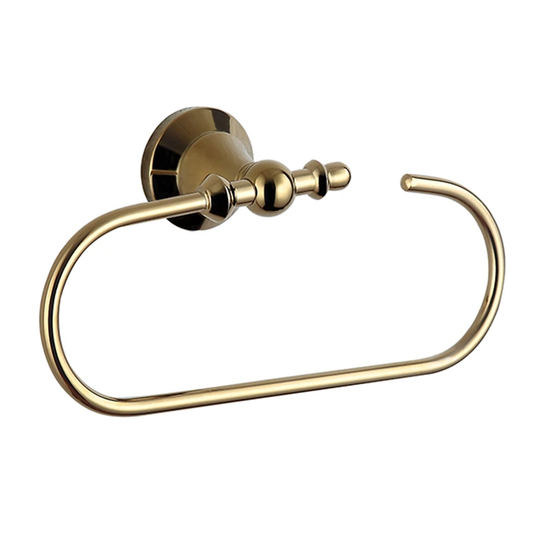 Vidric Personality Contemporary Polished Golden Gold Towel Holder Towel Ring Solid Brass Towel Bar Mounting Bathroom Products