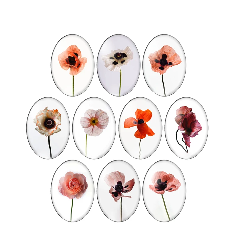 New red lotus beautiful flowers pattern 13x18mm/18x25mm/30x40mm Oval photo glass cabochon demo flat back Making findings