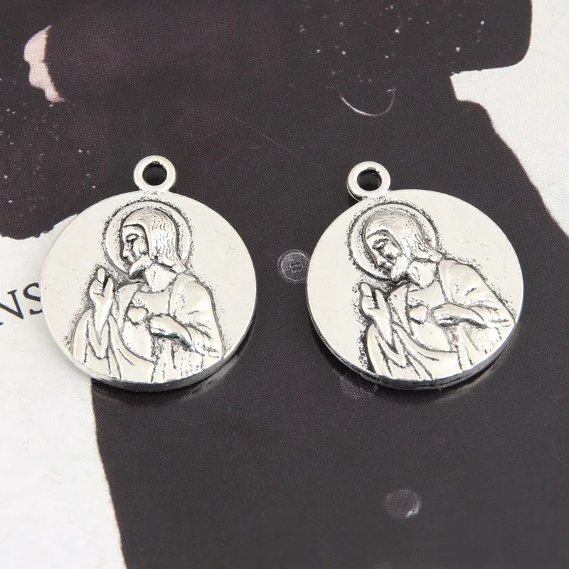 10pcs Silver Color 23x19mm Madonna Charms Two Sides Religion Pendant Fit DIY Jewelry Making Handcrafted Accessories