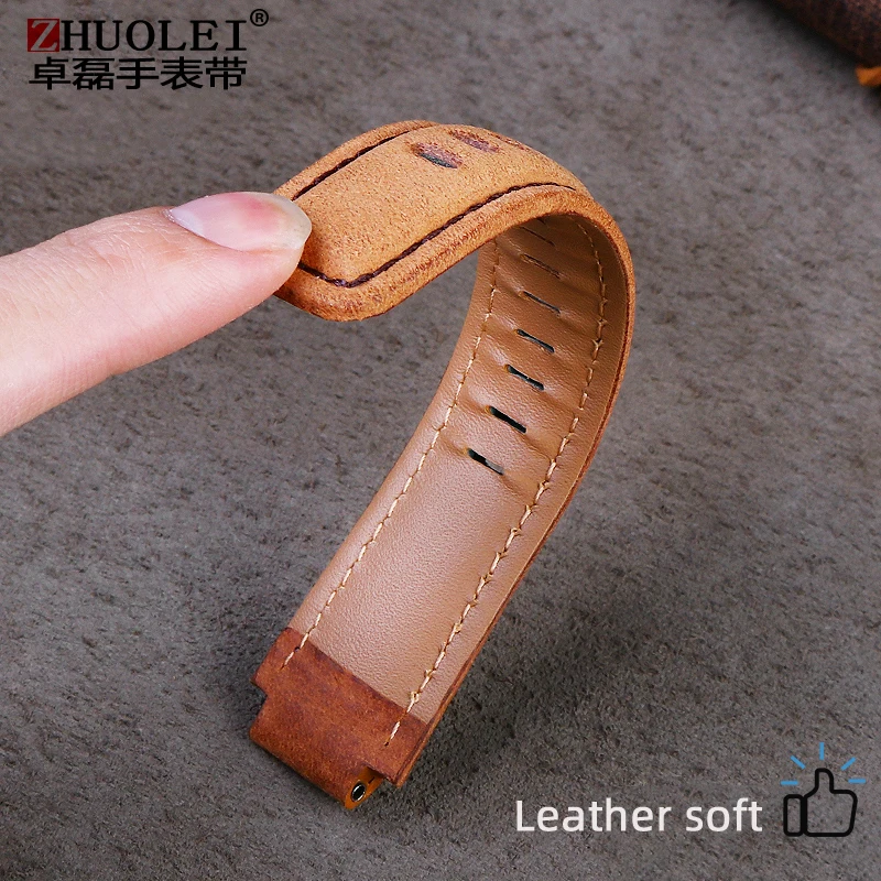 Genuine leather Watch Strap For Timex Tidal compass Watchband T2n739 T2n720 T2n721 canvas Watch Band 24*16mm men\'s Convex mouth