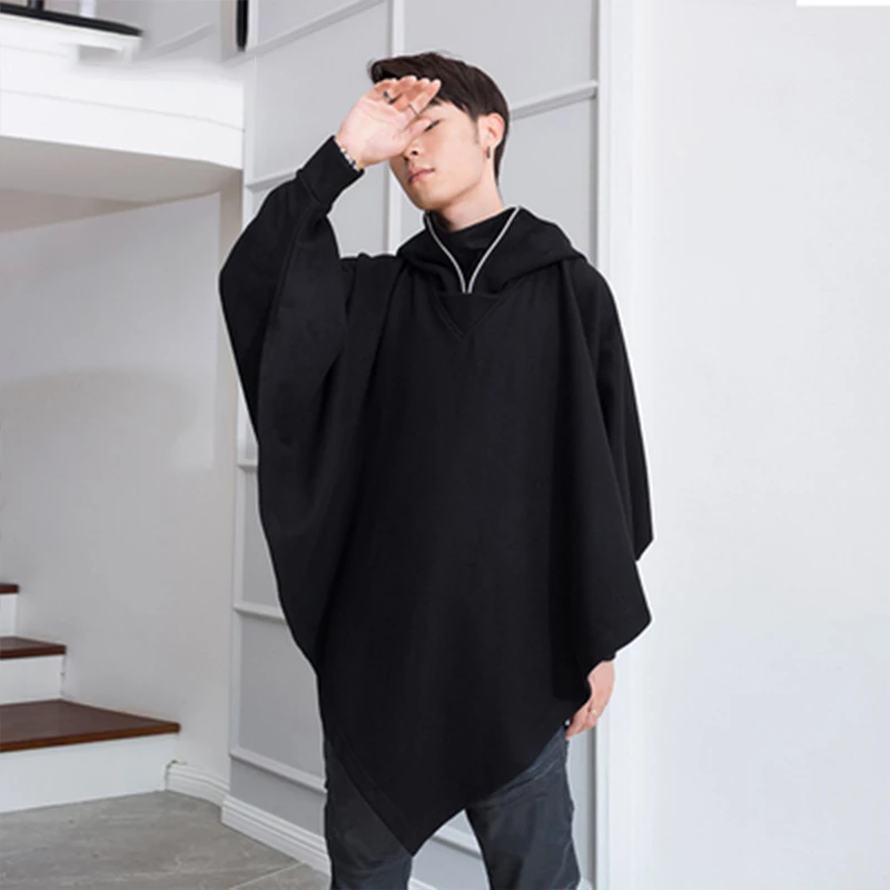 M-4XL Winter tide men's men's coat cloak cape long woolen student clothes trench coat shawl coat hooded