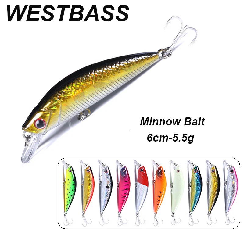 WESTBASS Micro Minnow Bait 6cm-5.5g Sinking Fishing Lure Trolling Crankbait Jerkbait Swimbait Tungsten Weight Bass Isca Pesca