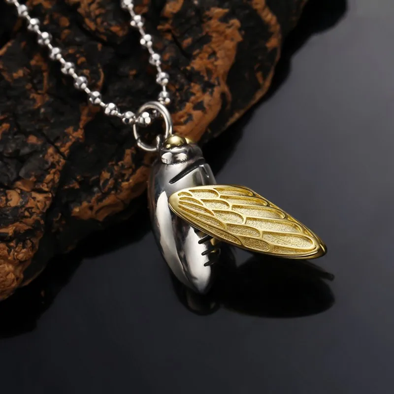 

New 100% real pure s925 silver jewelry men and women pendants simple personality summer cicada Thai silver pendant for men
