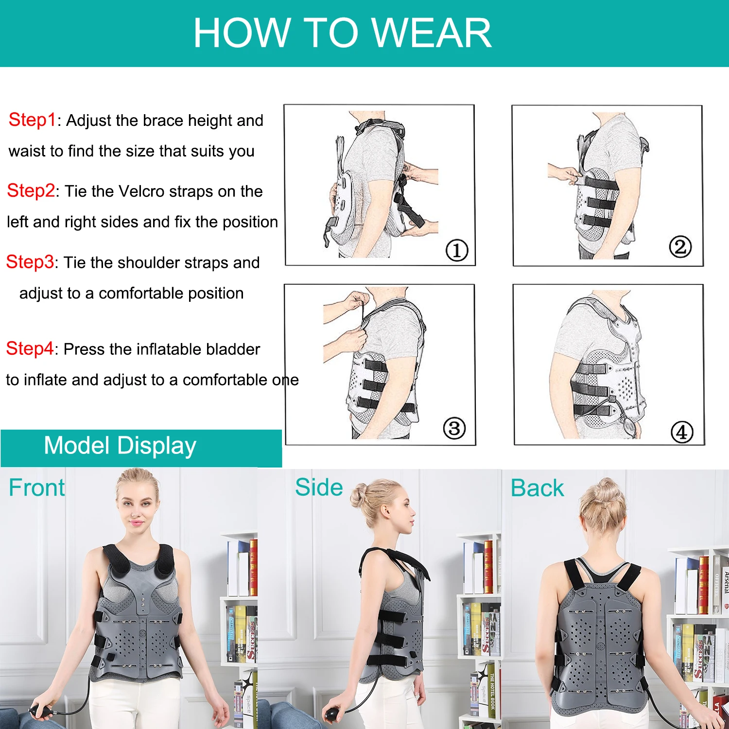 Inflatable Thoracolumbar Orthosis Adjustable Lumbar Spine After Fixation Brace Bracket Thoracic Compression Fracture Support