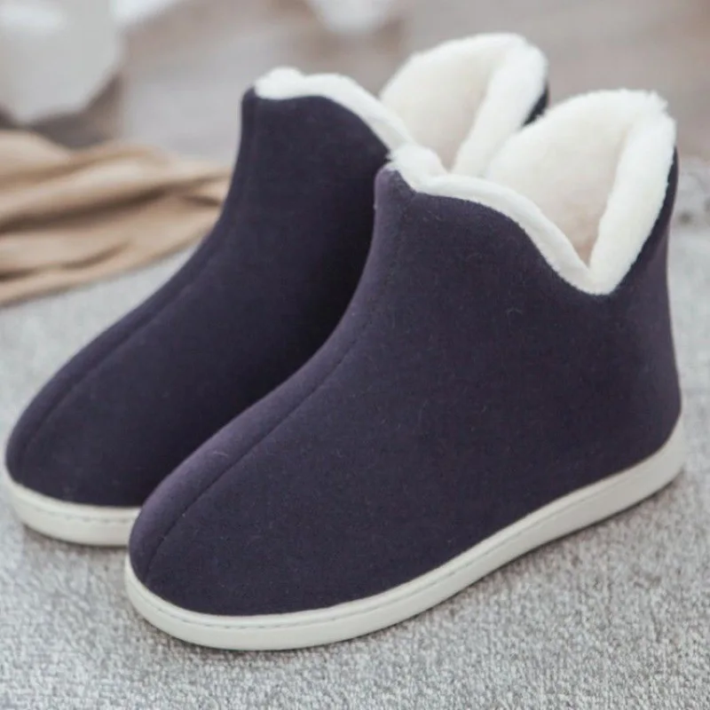 Waterproof Winter Slippers For Men Fur Slides Unisex Suede Plush Shoes Man Casual Walking Loafers 2021 Spring New Arrival