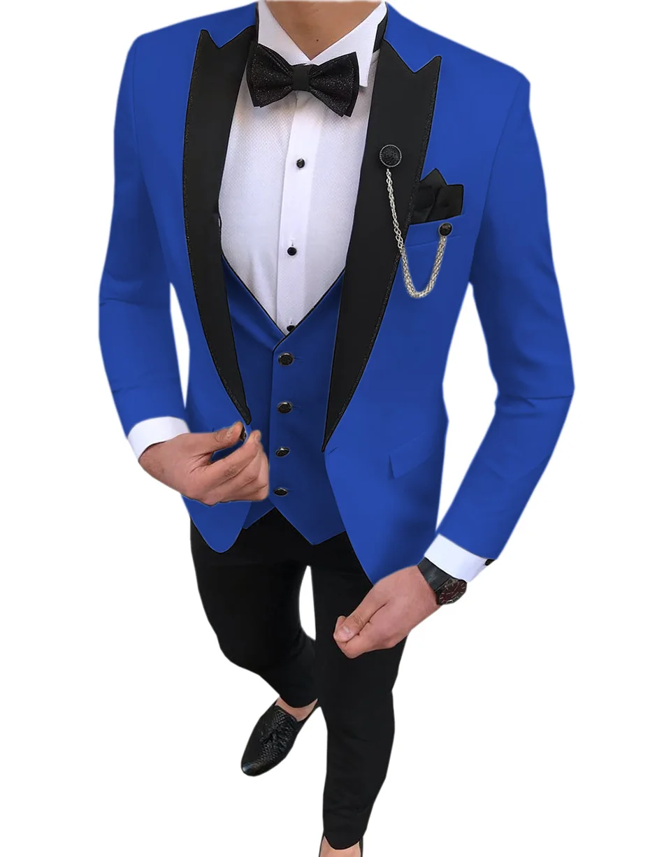 Ternos masculinos 3 peças slim fit lazer padrinhos branco marfim lapela smoking de negócios para casamento formal (blazer + calças + colete)