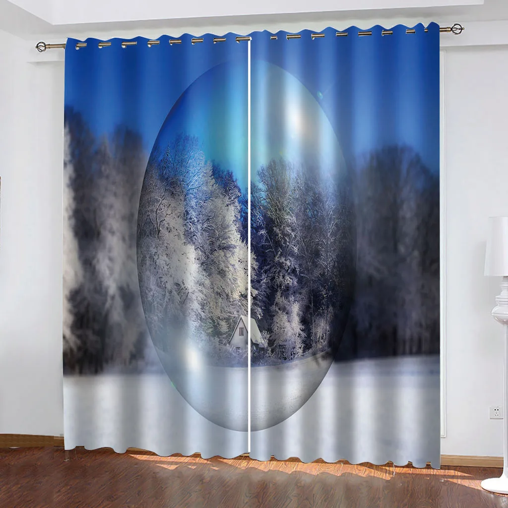 

Luxury Blackout 3D Window Curtains For Living Room blue scenery christmas curtains 3D Window Curtains For Living Room Bedroom