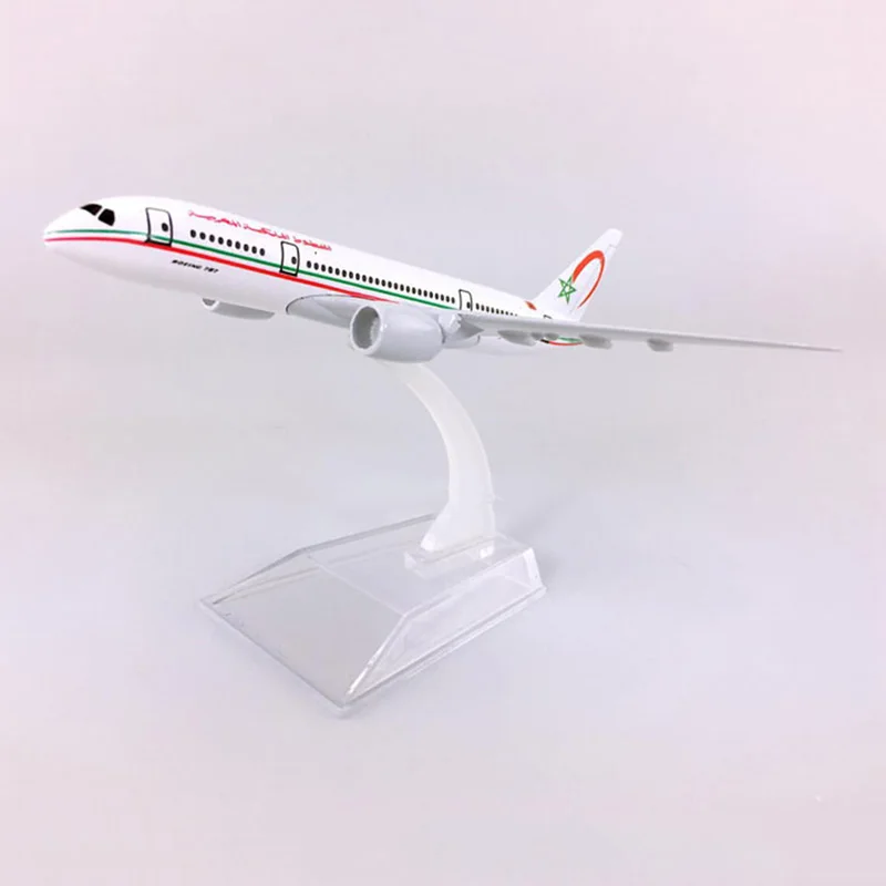 14CM 1/400 B787-800 Model Royal Air Moroccan Airlines W Base Metal Alloy Aircraft Plane Gift Kids Toy Collection