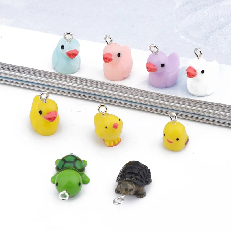 10Pcs Lovely Animals Duck Tortoise Charms DIY Necklace Earring Findings Childlike Kids Toy Bracelet Keychain Jewelry Accessories