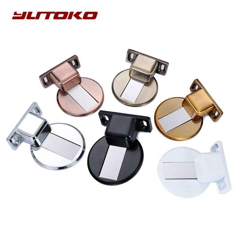 YUTOKO Magnetic Door Stops Stainless Steel Door Stopper Hidden Door Holders Catch Floor Nail-free Doorstop Furniture Hardware