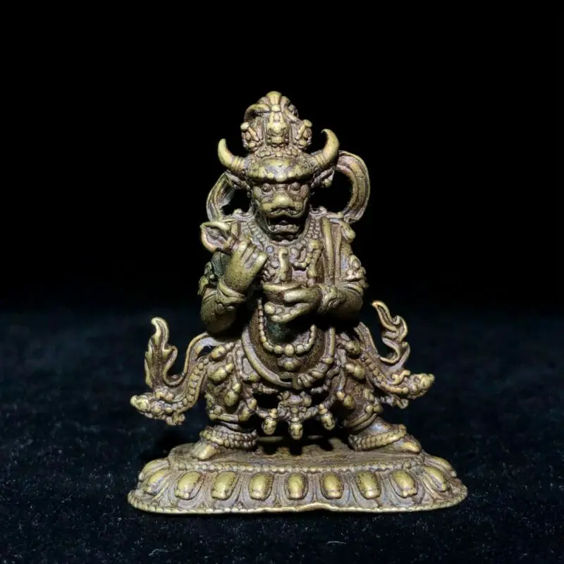 Fengshui cinese antico Vintage da collezione in ottone lavoro manuale statua di Buddha yamantak