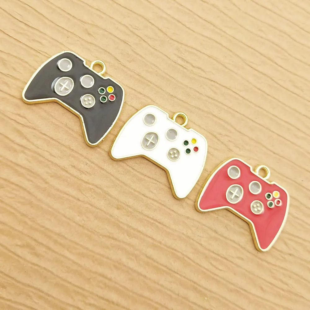 10pcs Game Controller Charm for Jewelry Making Enamel Earring Pendant Bracelet Necklace Accessories Alloy Metal Gold Plated