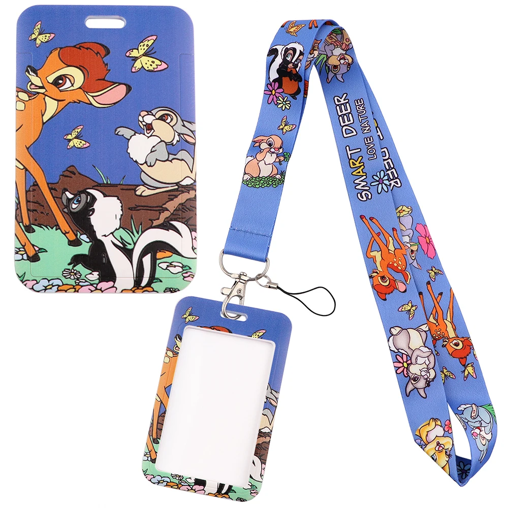 

YQ373 Cute Animals Bambi Lanyard Phone Rope Key ID Campus Card Badge Holder Cartoon Neck Strap Keychain Cord Lariat Best Gift