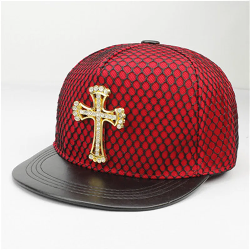 2021 Acrylic Metal Cross Baseball Cap Adjustable Hip-hop Cap Snapback Cap Hats for Men and Women