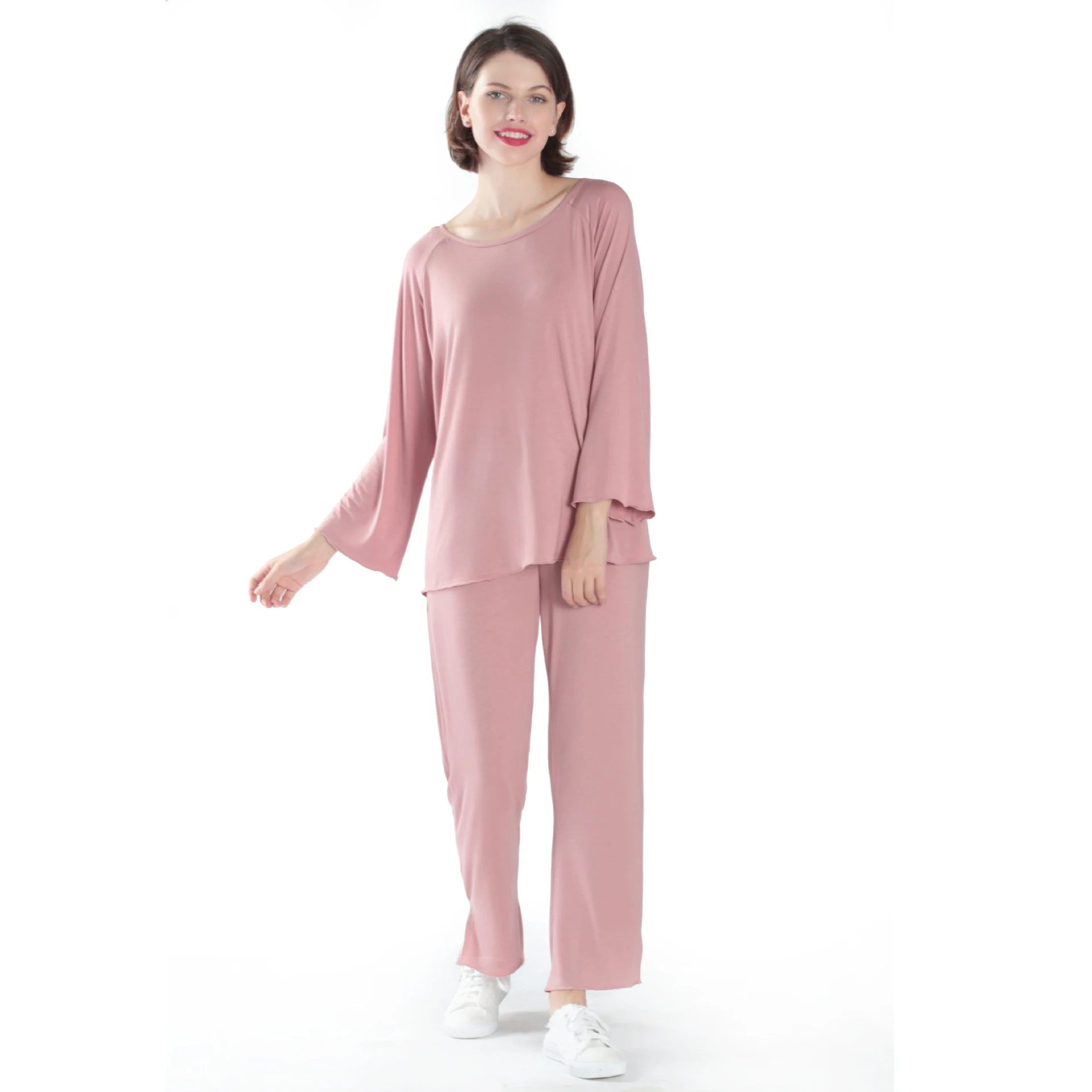 Novelty Loose Pajama Set 2pcs Bamboo Fiber Pyjama Set Women High Elasticity Sleepwear Nightwear Casual Home Clothes Pijama