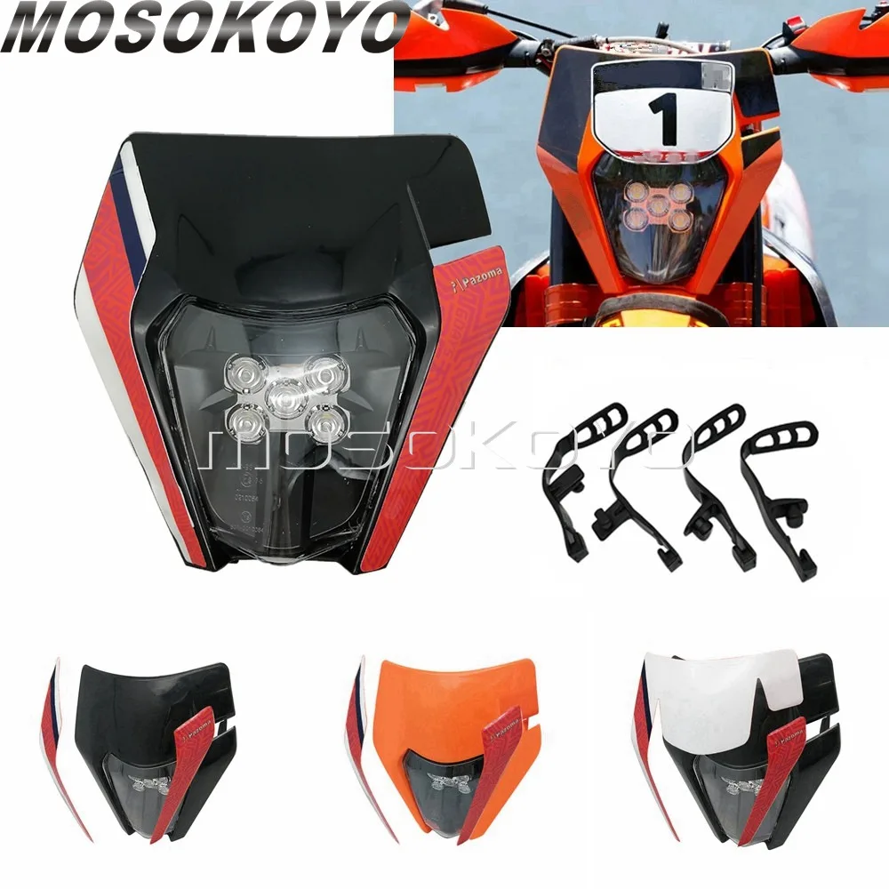 MX Enduro E8 LED Headlight Kit Dual Sport Head Light Racing Lighting Mask for TE TX FX TC XC-W XC-F EXC Six Days