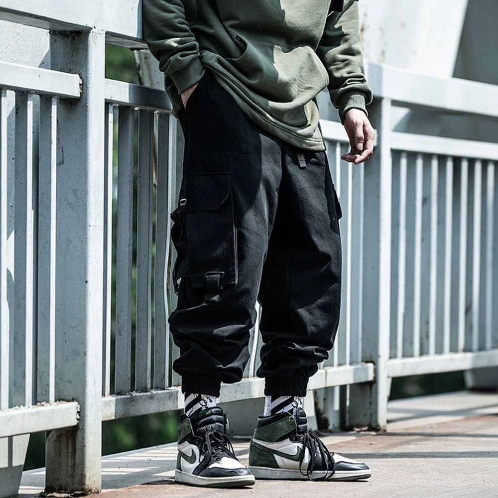 AOGZ Hip Hop Cargo Pants Men Loose Sweatpants Streetwear Harajuku Techwear Tactical Pants Joggers Casual Trousers Elastic Waist