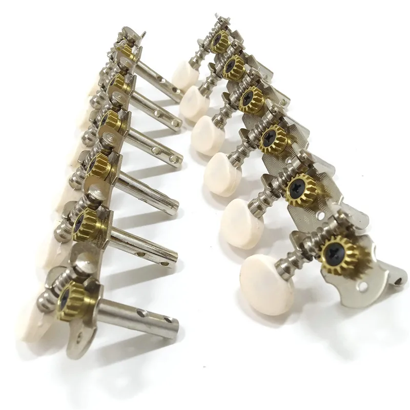 A Set 2 Pcs 6R6L Chrome 12 Strings Acoustic Guitar Tuning Pegs Keys Machine Heads String Tuners Guitar Accessories Parts