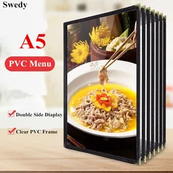 Cadre d'affiche en PVC avec coins de protection, couvertures en papier de menu de recette de restaurant, double possède, manches de nettoyage, A5