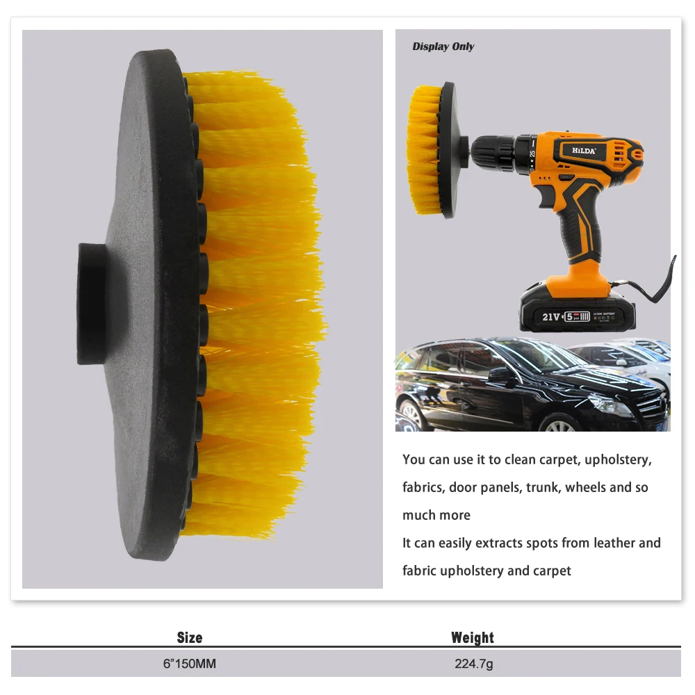 Cepillo eléctrico de 4/5/6 pulgadas para limpieza de interiores, herramienta de limpieza para muebles de madera y cuero, plástico, baño y coche