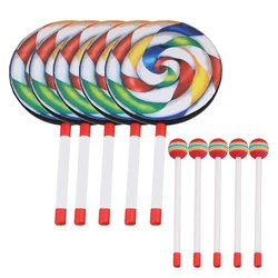 5Pack 8Inch Lollipop Drum with Mallet Rainbow Color Music Rhythm Instruments Kids Baby Children Playing Toy