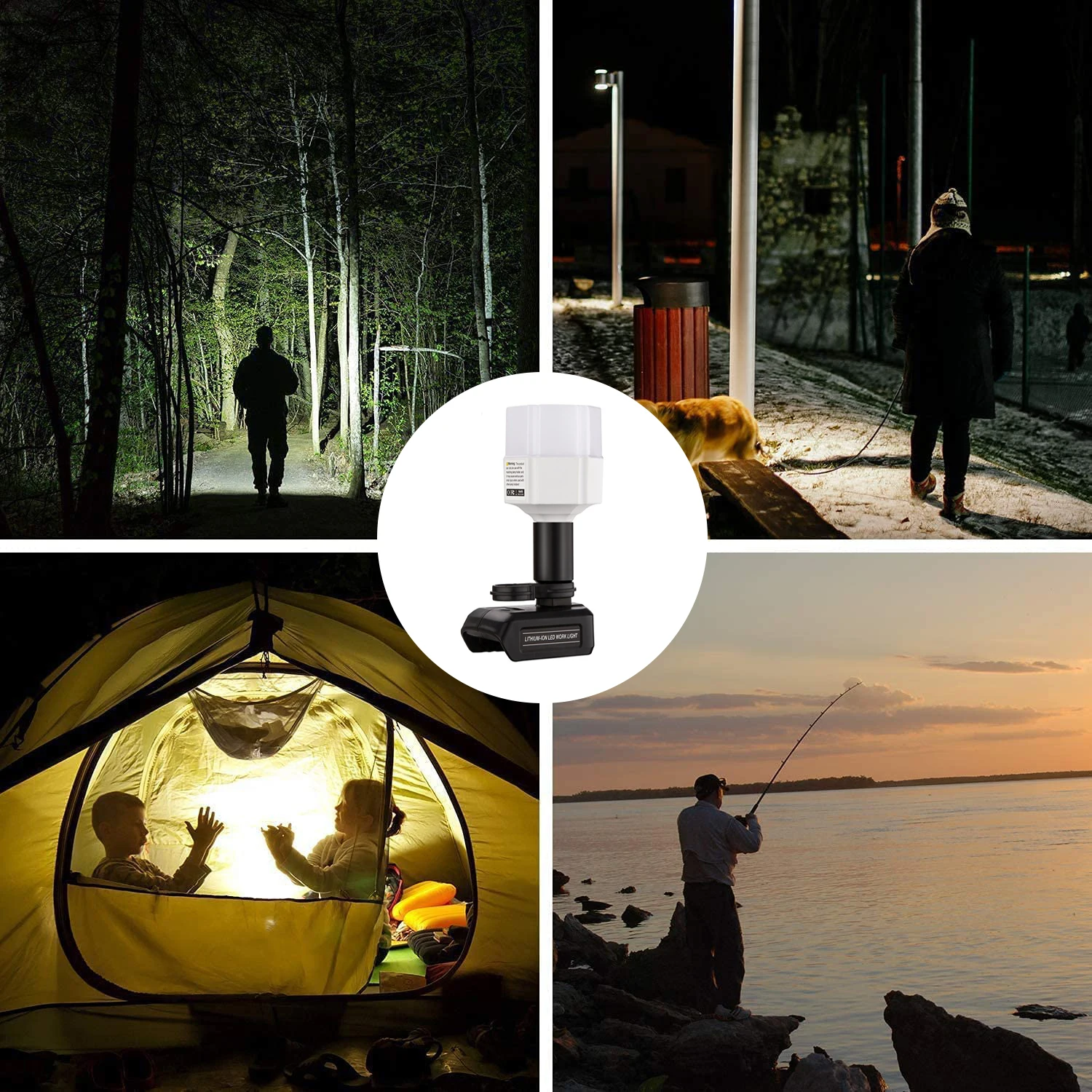 調整可能なポータブルLEDキャンプライト,屋内緊急作業灯,バッテリーはDeWalt,12w,dcb203,dcb204,dcb