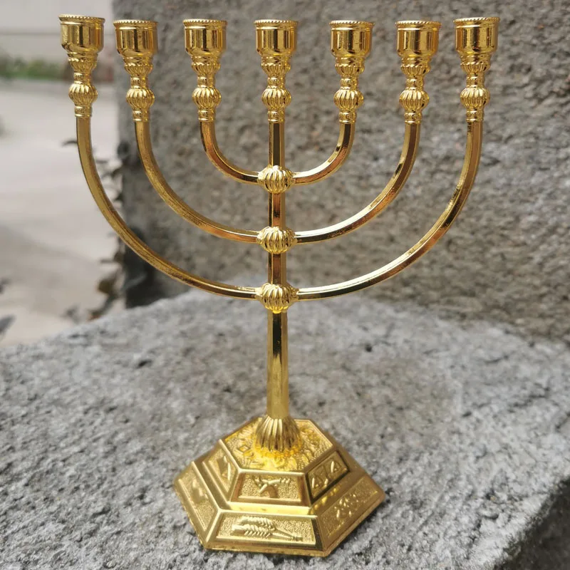Church Taper Holder Golden Lampstand Jewish Temple Lamp Home Decoration Metal Judaism Candlestick Candle Holders Candle Holder