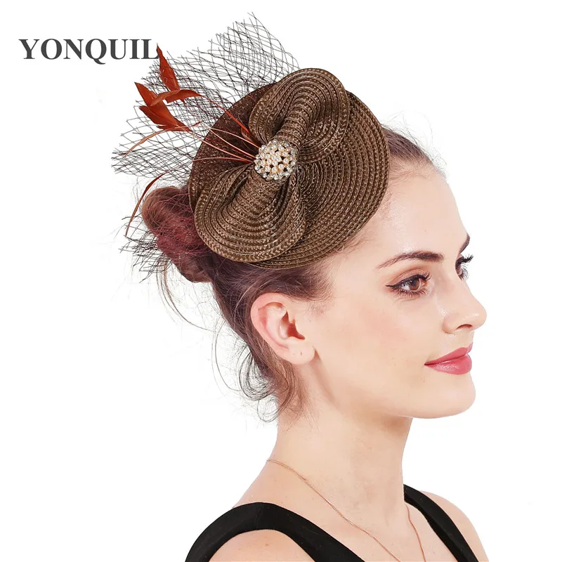 Wedding Occasion Marron Hair Fascinators Hat Accessories Clip Party Church Show Ladies Girls Headdress Fedora Hat Hair SYF560