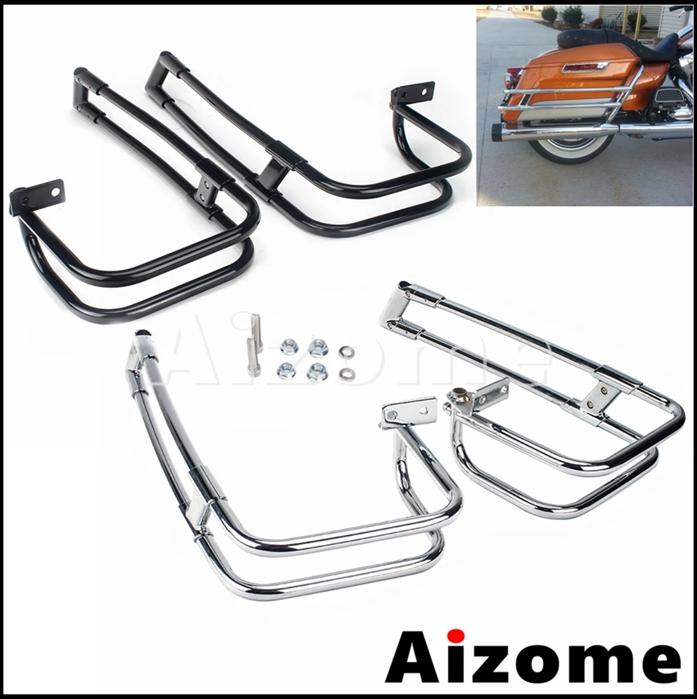 

Motorcycle Chrome / Black Saddlebag Saddle Bag Gaurd Rails For Harley Touring Road King Electra Glide Ultra Street Glide 14-2021