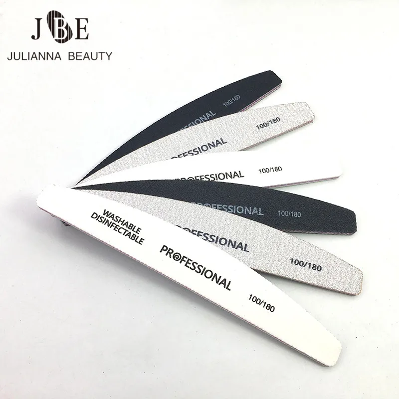 

High Quality 12 pcs/Lot Black/White/Grey Nail File Buffer Block Nail Sanding Files 100/180 Double Side Lima Unhas Nail Tools