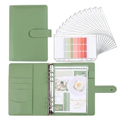 A5 Size PU Leather Binder Budget Planner Organizer with 12PCS Binder Pockets Cash Envelopes System,for Budgeting,Money Saving