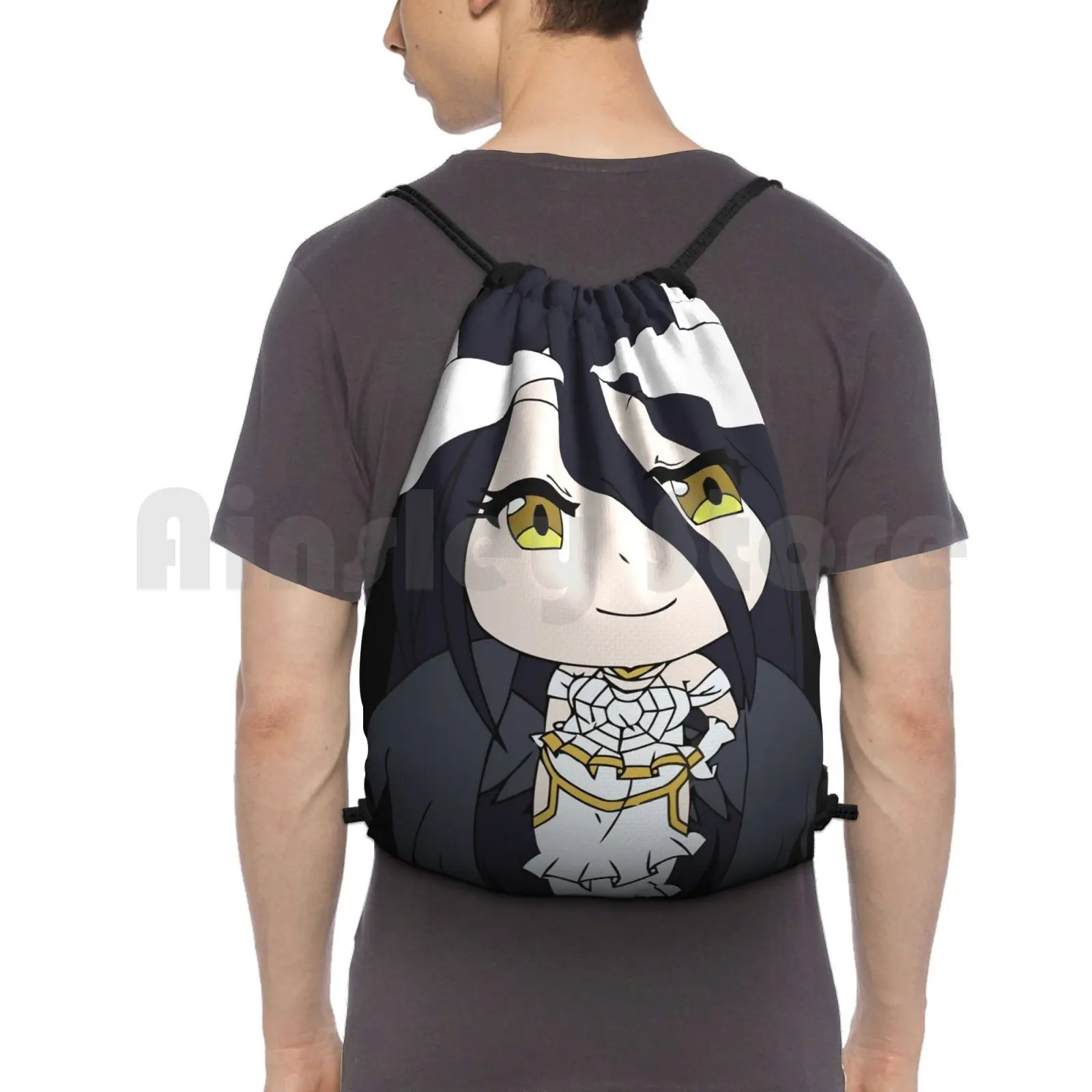 Albedo ( Overlord ) Backpack Drawstring Bag Riding Climbing Gym Bag  Albedo Overlord Anime Manga Cute Kawaii Chibi