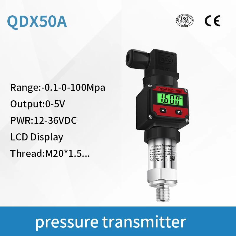 LCD Digital display pressure sensor pressure transmitter Transducers 0-5V output signal -0.1-0-1000bar QDX50A