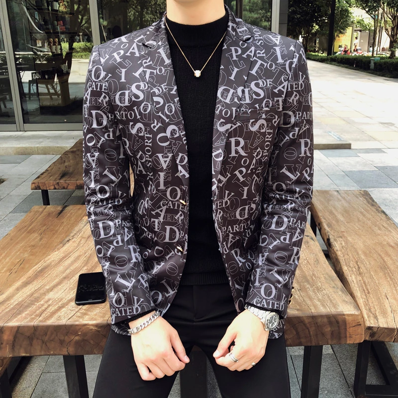 Print Jacket Letter Chaqueta Hombre Formal Males Suits Blazers 2020 Autumn Designer Men Clothing Luxury Designer Mens Blazer